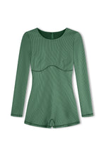 Load image into Gallery viewer, STRIPE RIB BODYSUIT - TALLOW GREEN

