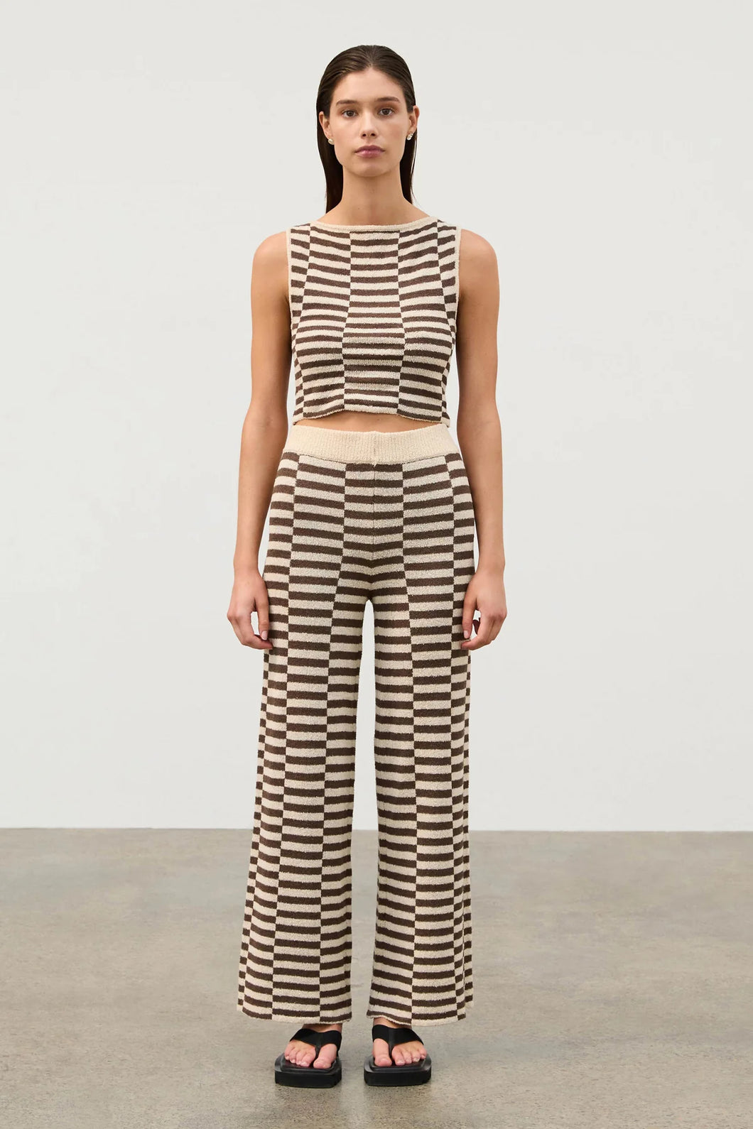 COCOA GRID TEXTURED KNIT PANT