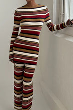 Load image into Gallery viewer, TEXTURED KNIT MINI DRESS - EARTH STRIPE
