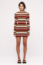 Load image into Gallery viewer, TEXTURED KNIT MINI DRESS - EARTH STRIPE
