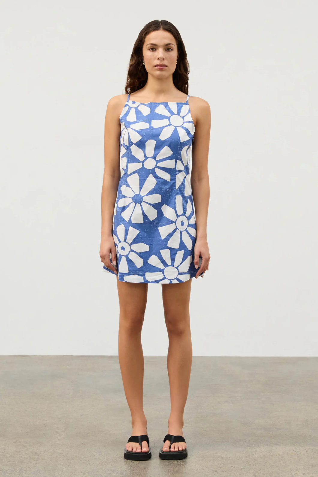 GEO FLOWER COTTON MINI DRESS