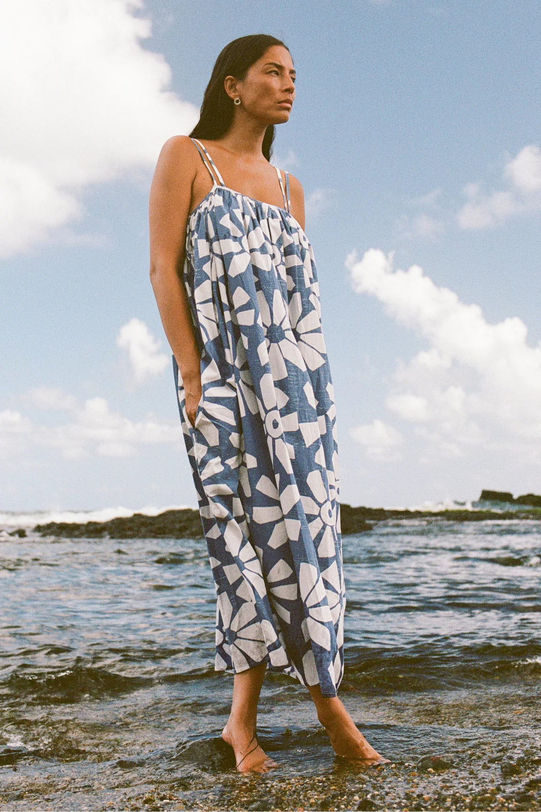 GEO FLOWER COTTON DRESS