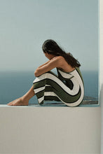 Load image into Gallery viewer, OLIVE STRIPE TEXTURED KNIT DRESS
