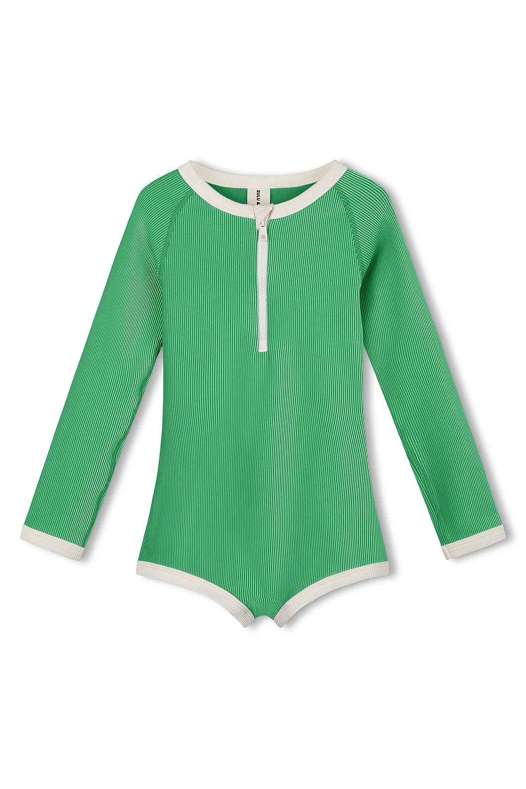 MINI STRIPE RIB RASHIE ONESIE - PARROT GREEN