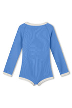 Load image into Gallery viewer, MINI STRIPE RIB RASHIE ONESIE - SKY
