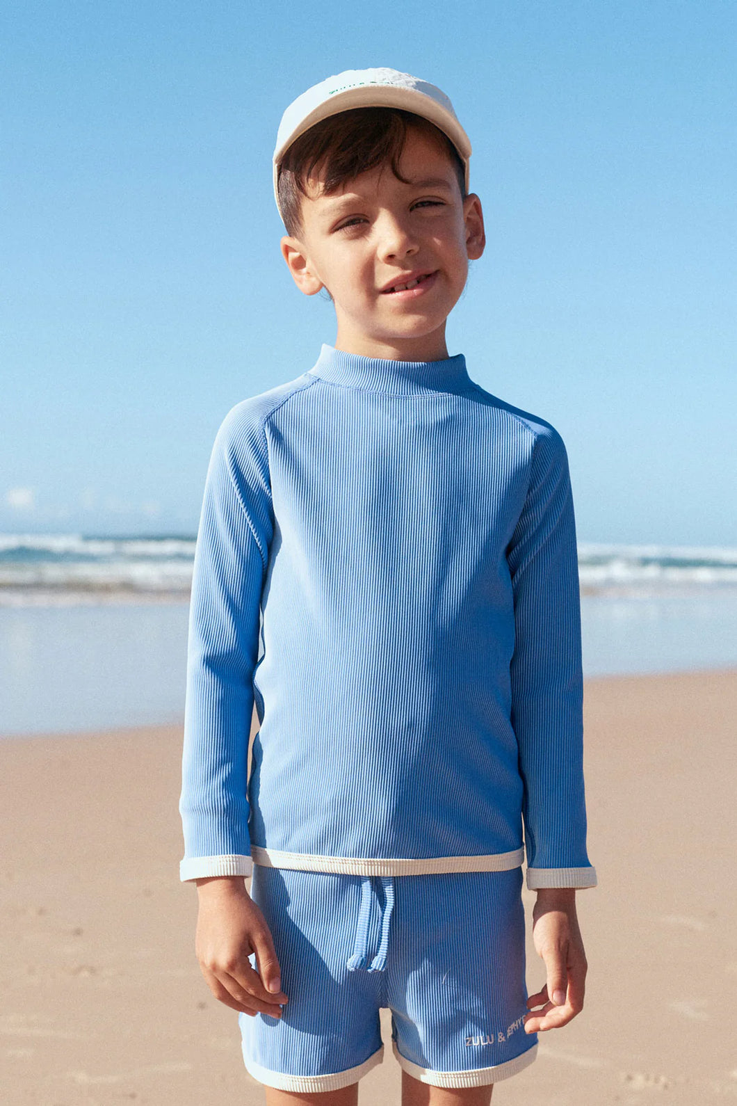 MINI STRIPE RIB RASHIE - SKY