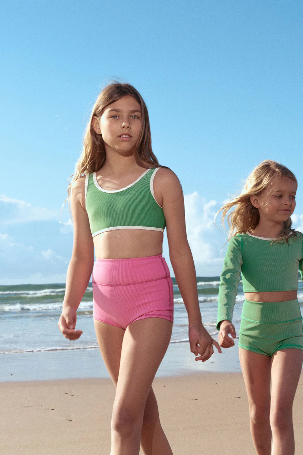 MINI STRIPE RIB BOY SHORT - SHELL PINK