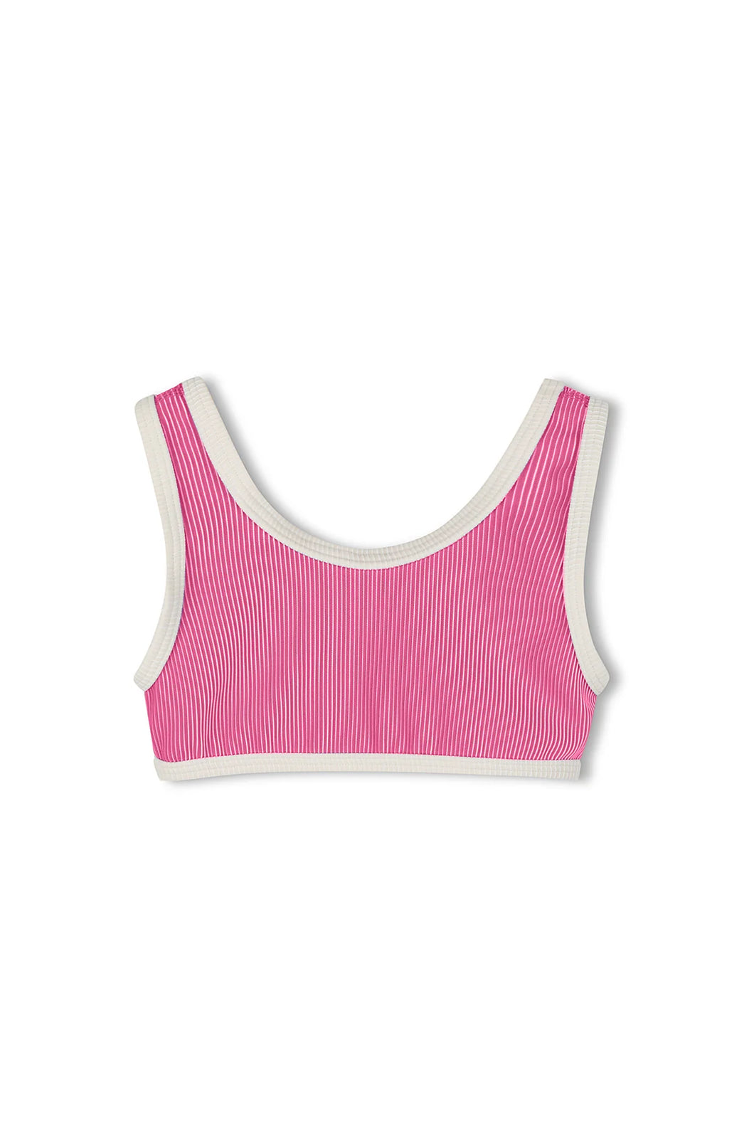 MINI STRIPE RIB SCOOP BIKINI TOP - SHELL PINK