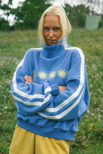 Load image into Gallery viewer, CLOUD SUNBURST FUNNEL NECK SWEATER - BLUE
