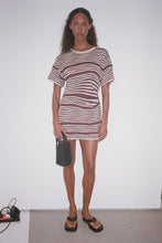 Load image into Gallery viewer, T-SHIRT KNIT DRESS - CHOCOLATE STRIPE
