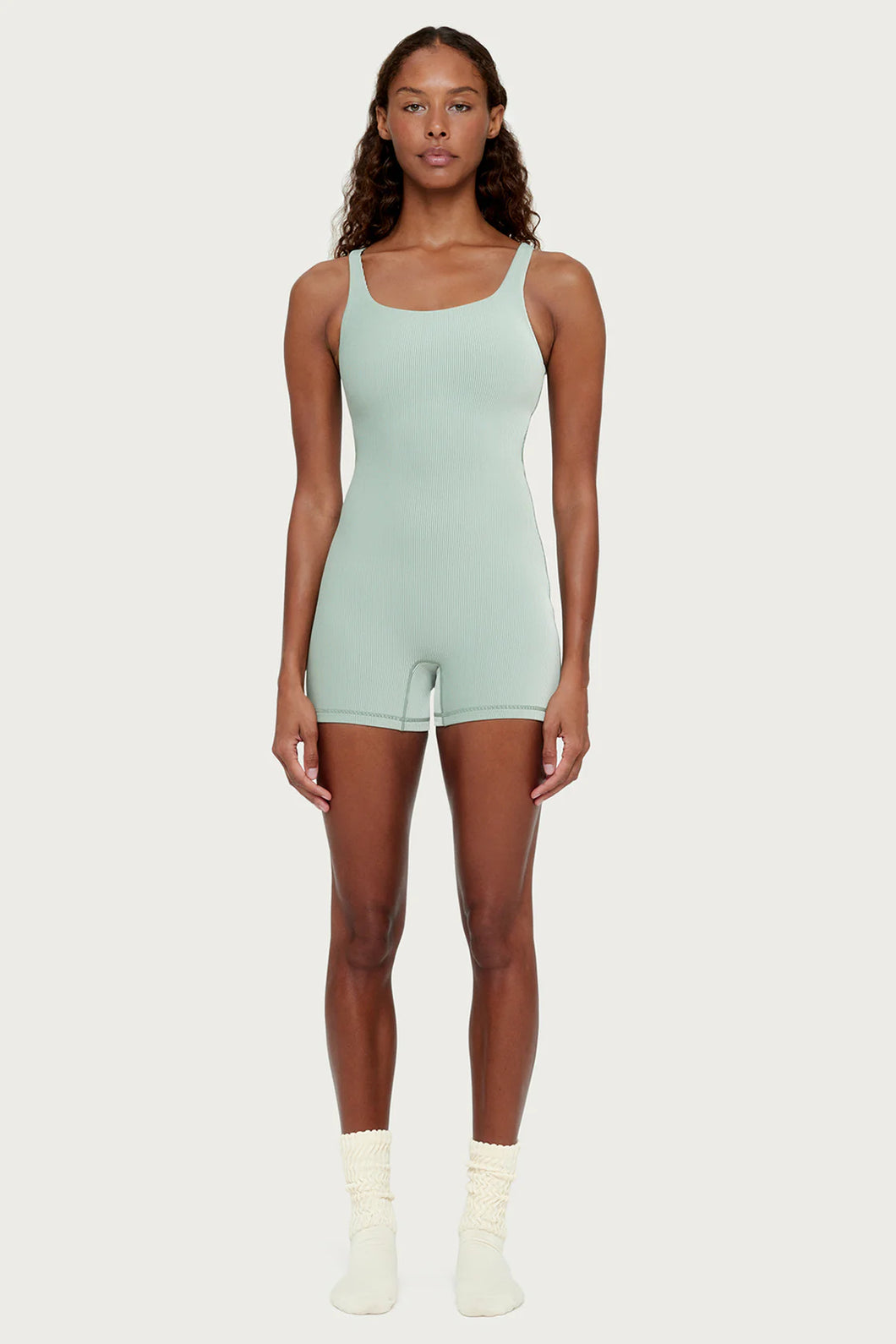 STRIPE RIB 4 INCH BODYSUIT - SAGE