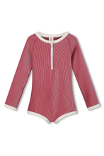 Load image into Gallery viewer, Mini Stripe Rashie Onesie - Clay Red
