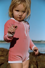 Load image into Gallery viewer, Mini Stripe Rashie Onesie - Clay Red
