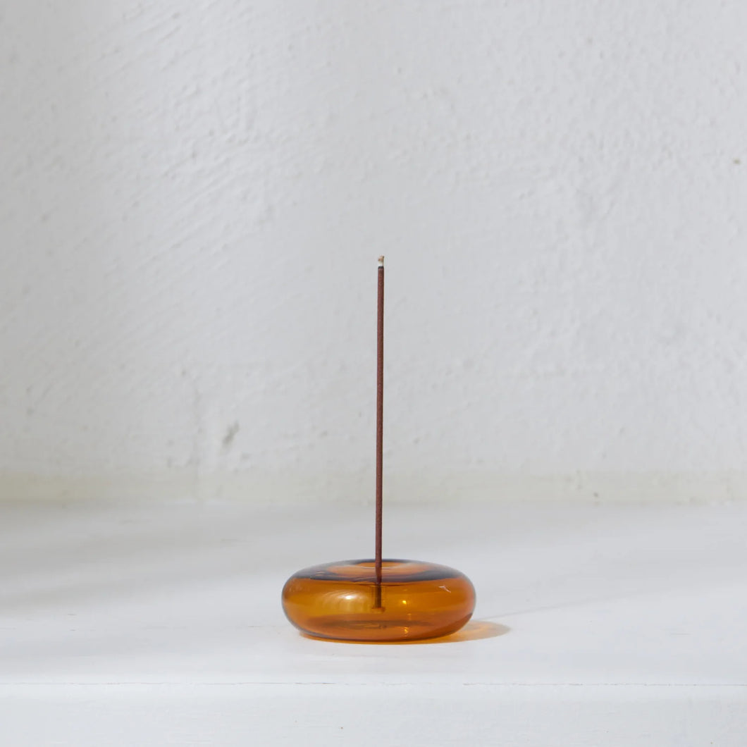 Glass Vessel Incense Holder - Amber