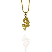 Load image into Gallery viewer, Blossom and Sky Fire Breather Dragon Necklace Gold
