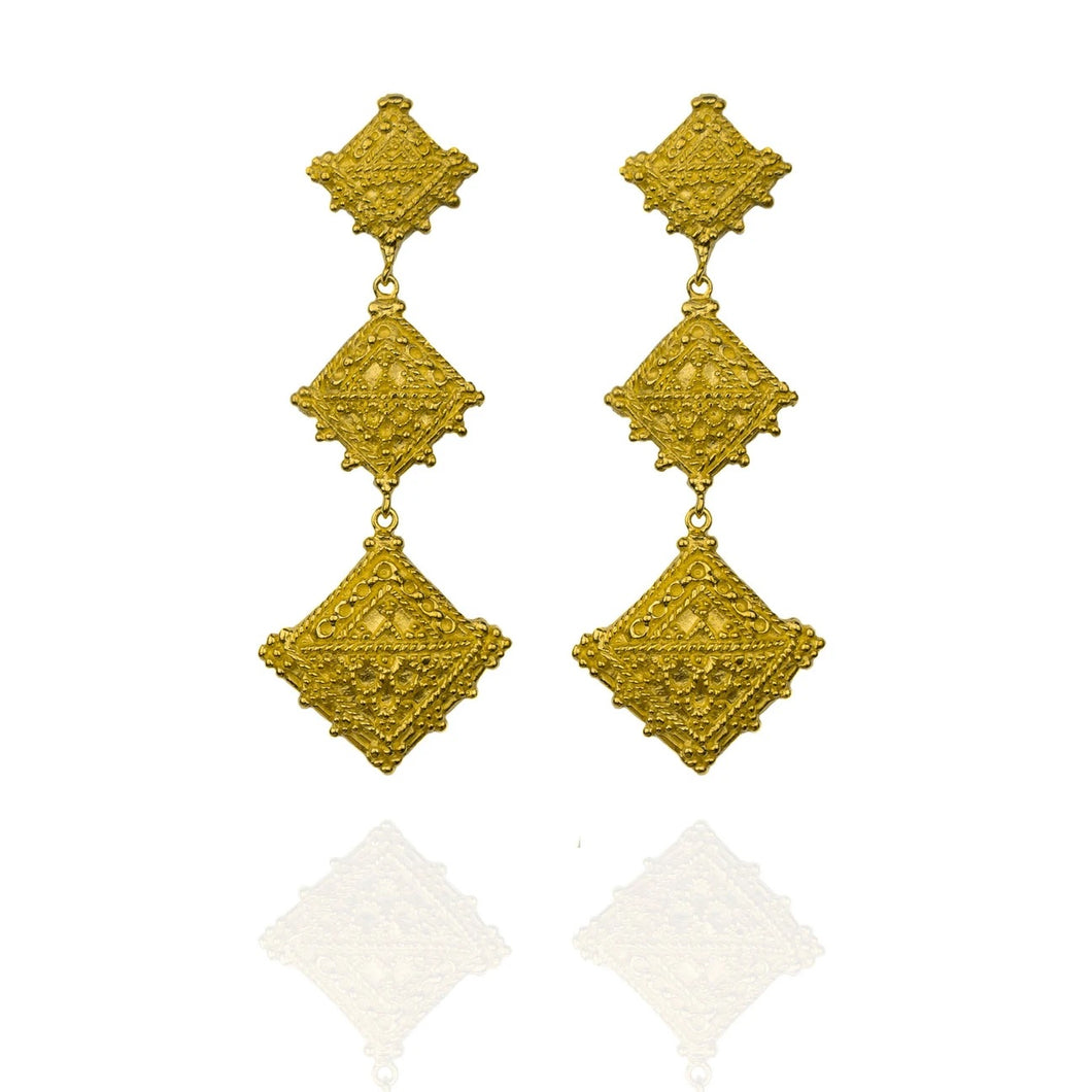 Blossom and Sky Heritage Earrings-Gold